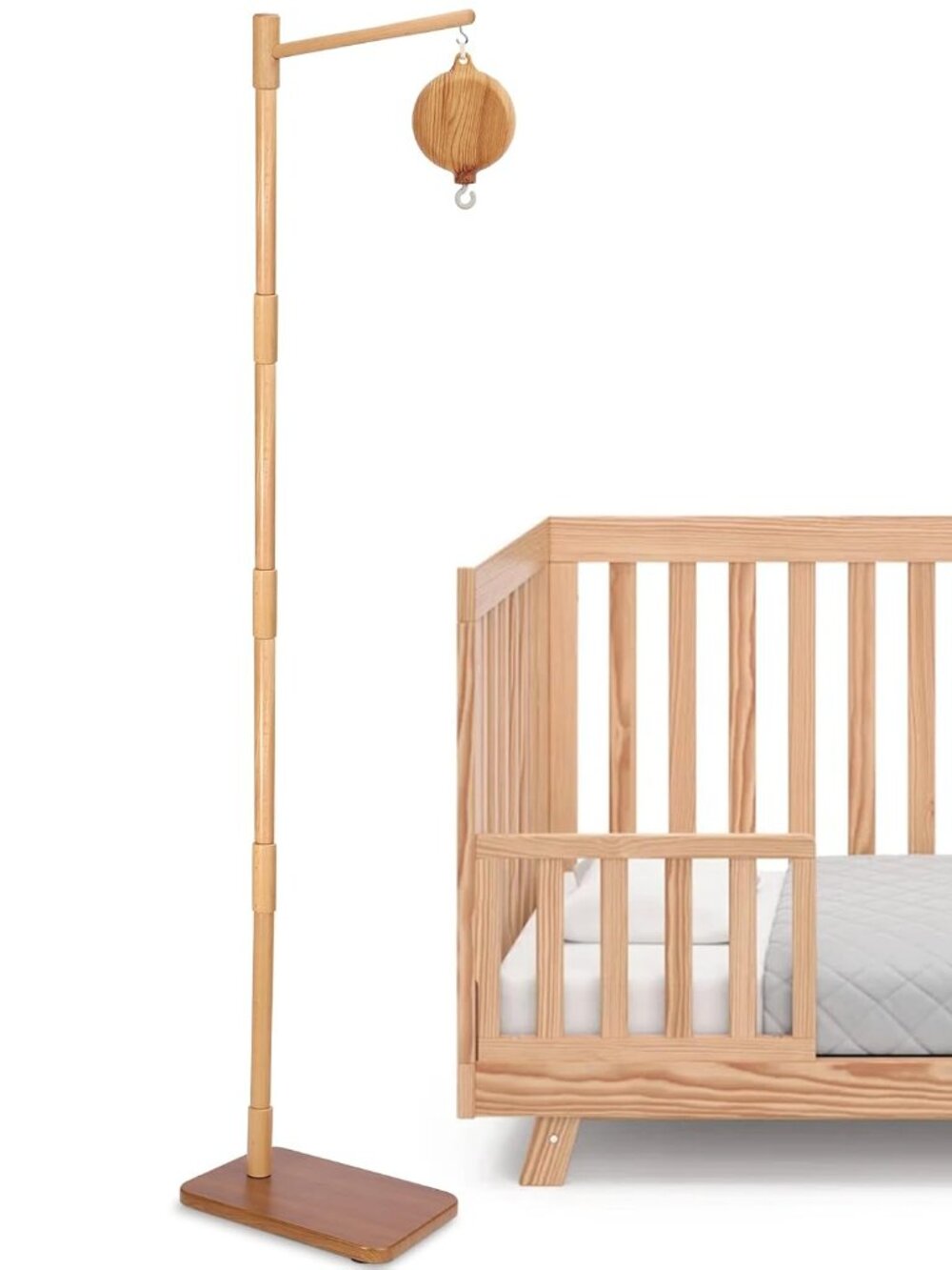 Floor-Standing Crib Mobile Arm with Music Box - 65 Inch Mobile Arm for Crib - 10
